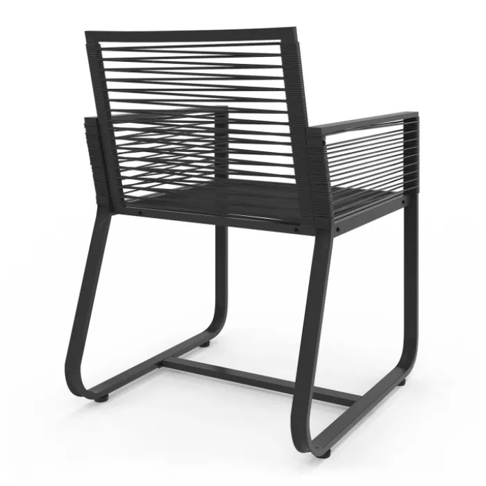 Lot de 2 fauteuils de jardin métal et cordage noir