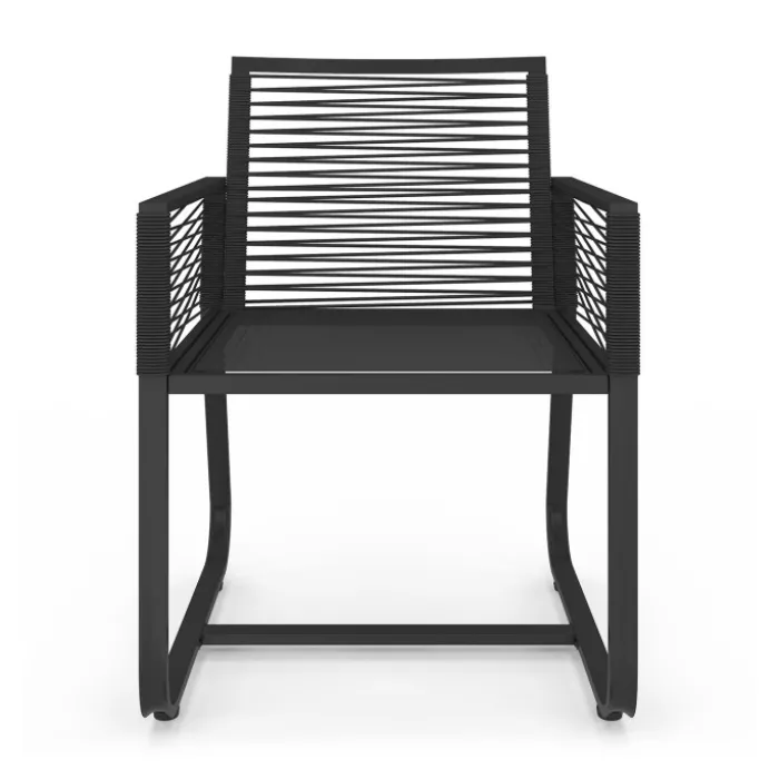 Lot de 2 fauteuils de jardin métal et cordage noir