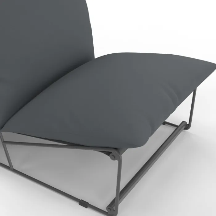 Lot de 2 fauteuils de jardin gris coussins gris anthracite