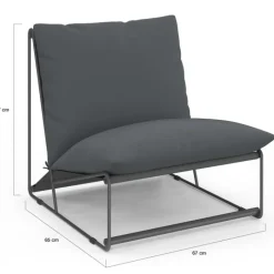 Lot de 2 fauteuils de jardin gris coussins gris anthracite