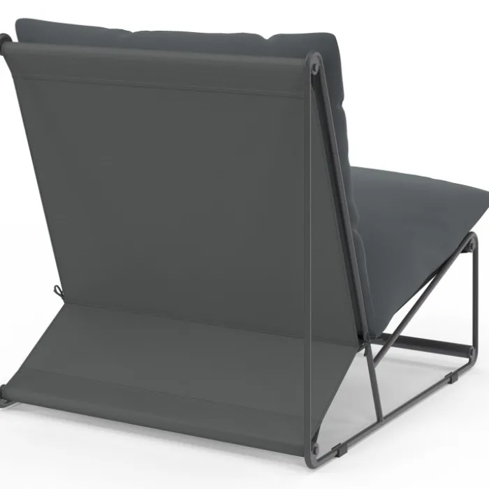 Lot de 2 fauteuils de jardin gris coussins gris anthracite