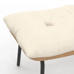 Lot de 2 fauteuils de jardin relax effet rotin avec coussins écrus et repose-pieds
