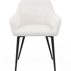 Lot de 2 fauteuils de table blancs en tissu bouclette