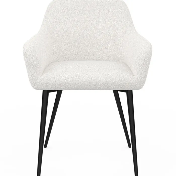 Lot de 2 fauteuils de table blancs en tissu bouclette
