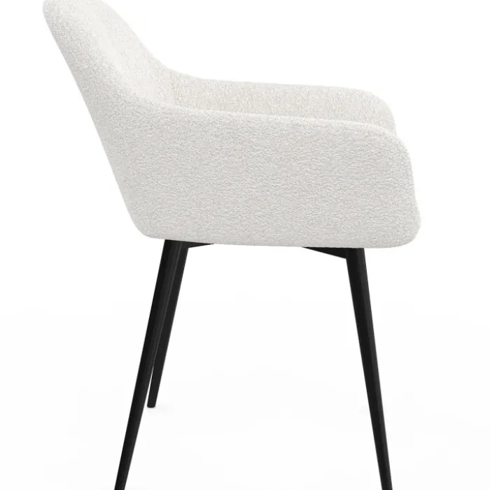 Lot de 2 fauteuils de table blancs en tissu bouclette