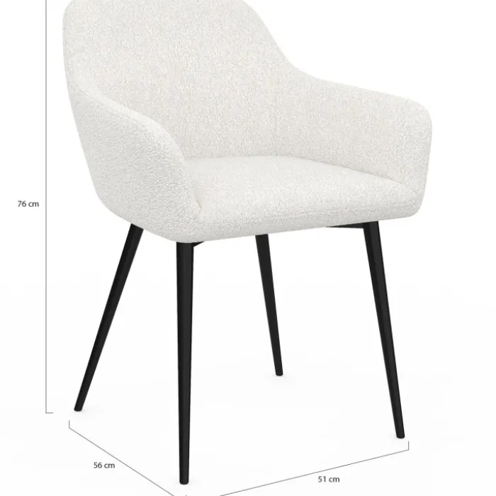 Lot de 2 fauteuils de table blancs en tissu bouclette