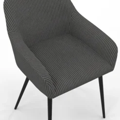 Lot de 2 fauteuils de table avec accoudoirs en velours côtelé gris