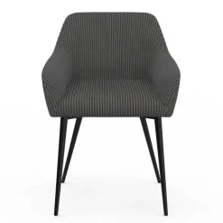 Lot de 2 fauteuils de table avec accoudoirs en velours côtelé gris
