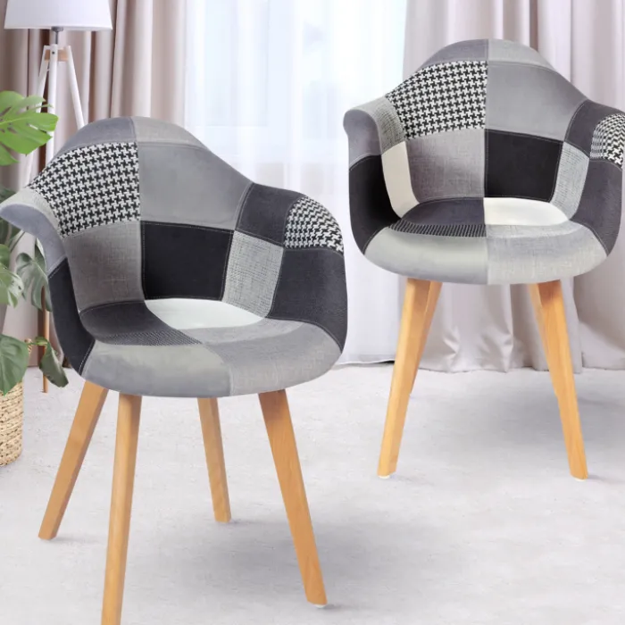 Lot de 2 fauteuils scandinaves noirs gris et blancs