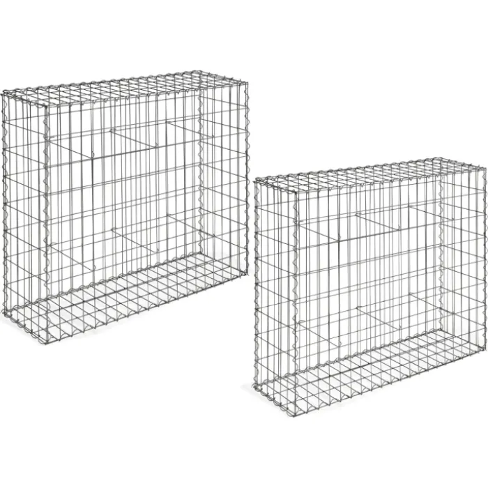 Lot de 2 gabions pour pierre 100x30x80 cm en acier pour jardin