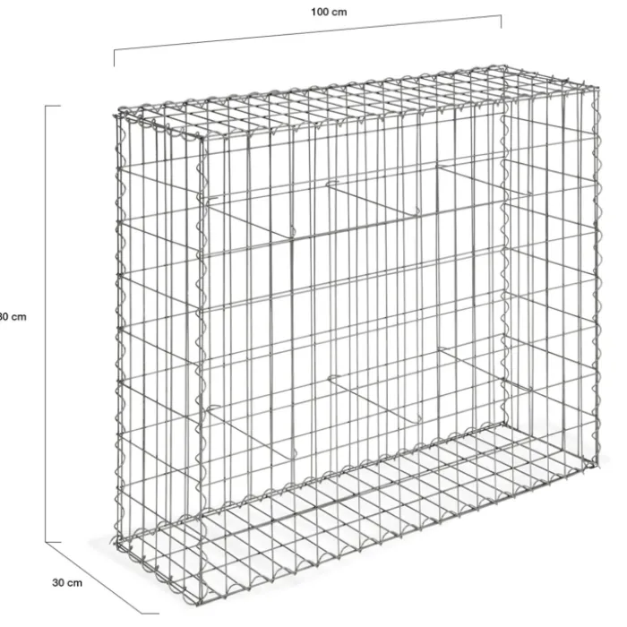 Lot de 2 gabions pour pierre 100x30x80 cm en acier pour jardin