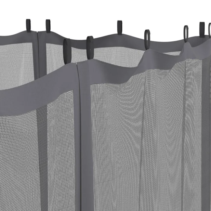 Lot de 4 moustiquaires pour pergola bioclimatique 3x4 gris zippés + crochets