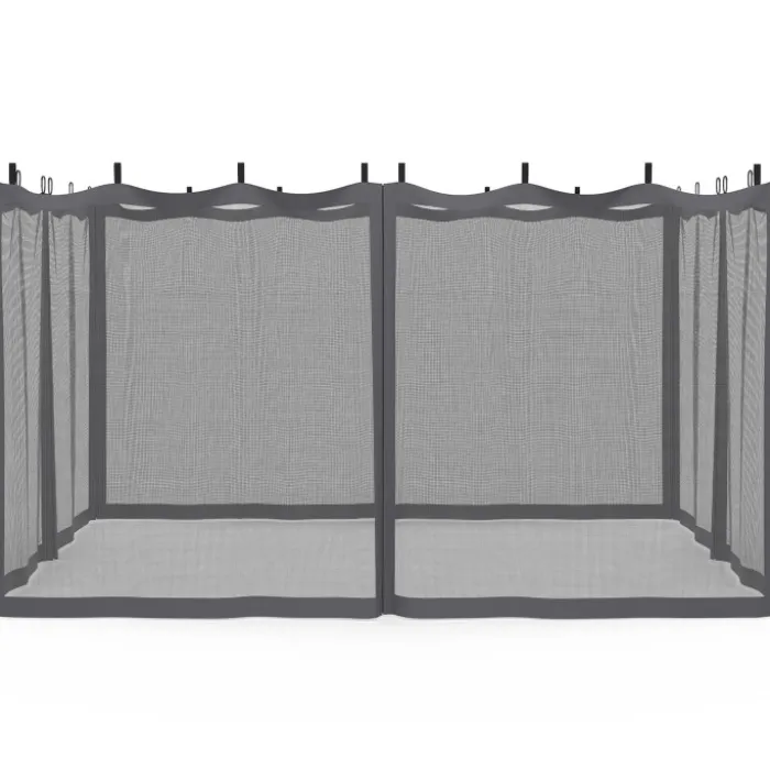 Lot de 4 moustiquaires pour pergola bioclimatique 3x4 gris zippés + crochets