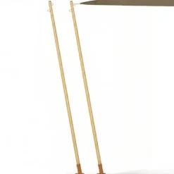 Lot de 2 mâts de fixation effet bois pour voile d'ombrage H.220 cm poteaux et bases acier