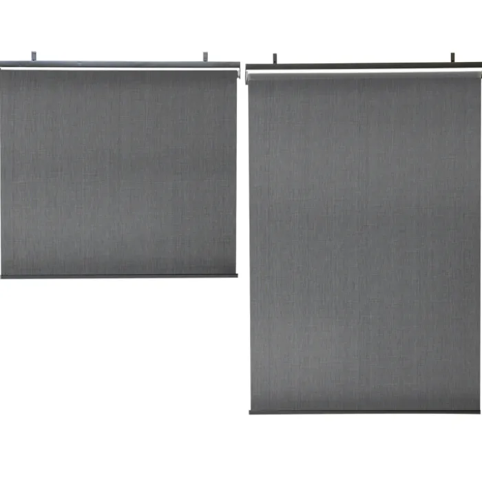 Lot de 2 stores enrouleurs tamisants L.124 x H. 225 CM pour pergola gris anthracite