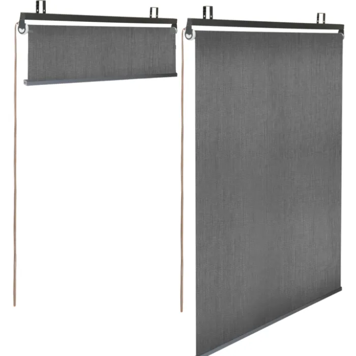 Lot de 2 stores enrouleurs tamisants L.124 x H. 225 CM pour pergola gris anthracite