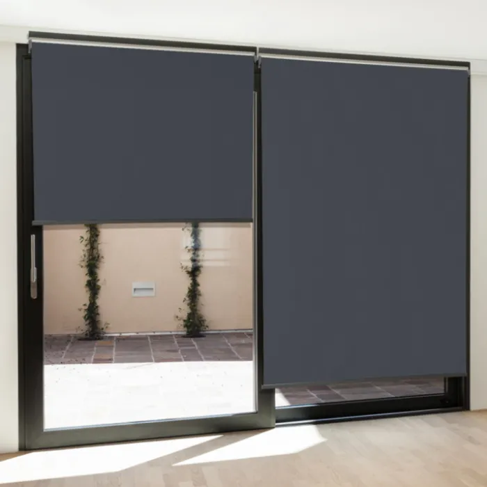Lot de 2 stores enrouleurs gris pour pergola