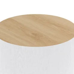 Lot de 2 tables basses cylindres gigognes bois et blanc