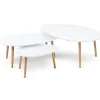 Lot de 3 tables basses de salon gigognes scandinaves laquées blanc