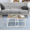 Lot de 2 tables basses gigognes bois et métal blanc