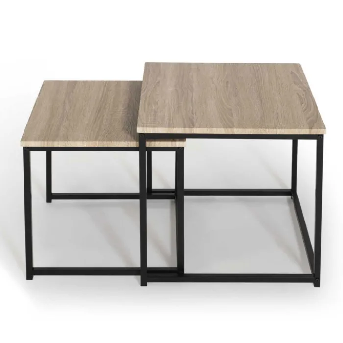 Lot de 2 tables basses gigognes style industriel