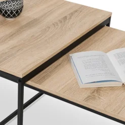 Lot de 2 tables basses gigognes industrielles 70x70cm et 60x60 cm