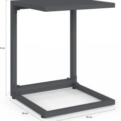 Lot de 2 tables d'appoint de jardin pour transat et bain de soleil gris anthracite