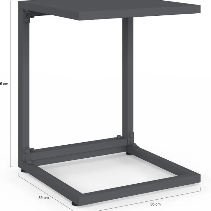 Lot de 2 tables d'appoint de jardin pour transat et bain de soleil gris anthracite