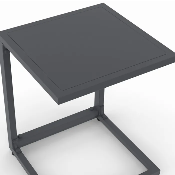 Lot de 2 tables d'appoint de jardin pour transat et bain de soleil gris anthracite