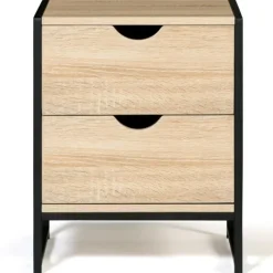 Lot de 2 tables de chevet industrielles 2 tiroirs