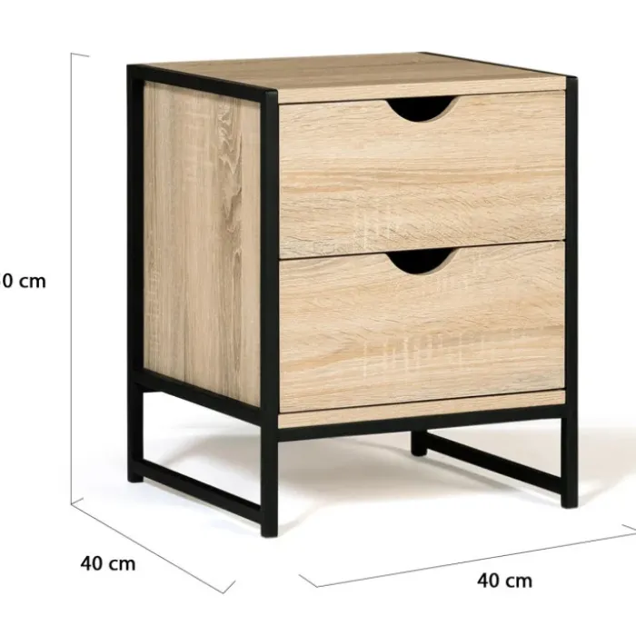 Lot de 2 tables de chevet industrielles 2 tiroirs