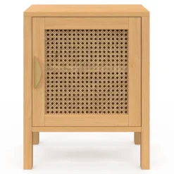 Lot de 2 tables de chevet 1 porte cannage et bois