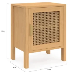 Lot de 2 tables de chevet 1 porte cannage et bois