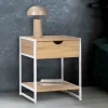 Lot de 2 tables de chevet métal blanc et bois