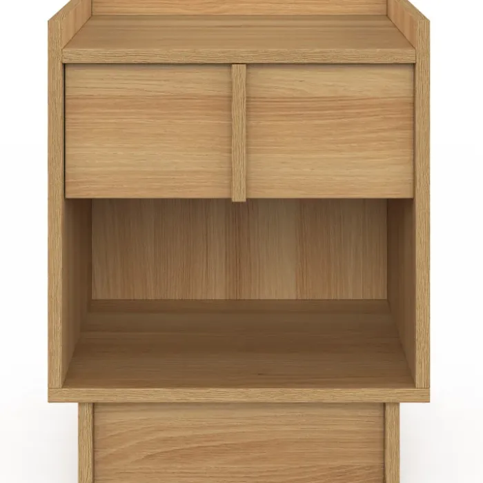 Lot de 2 tables de chevet 1 tiroir et 1 niche façon hêtre design minimaliste