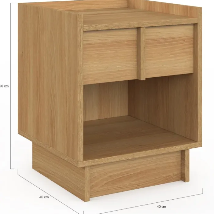 Lot de 2 tables de chevet 1 tiroir et 1 niche façon hêtre design minimaliste