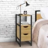 Lot de 2 tables de chevet bois et métal noir 2 tiroirs 1 niche style industriel