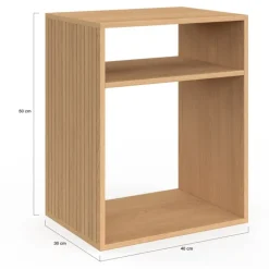 Lot de 2 tables de chevet avec rangements ouverts effet lattes et bois