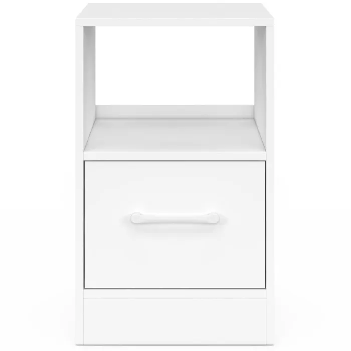 Lot de 2 tables de chevet 1 tiroir en tissu avec niche bois blanc
