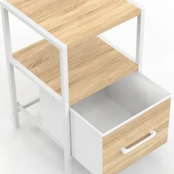 Lot de 2 tables de chevet 1 tiroir et 1 niche bois et blanc
