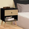 Lot de 2 tables de chevet scandinaves bois et noir 1 tiroir