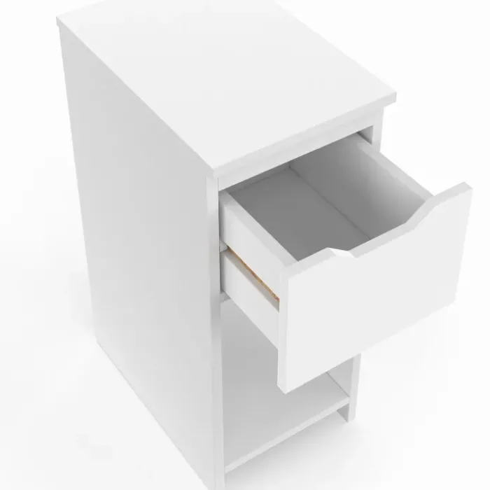 Lot de 2 tables de chevet étroites 1 tiroir avec niche blanc
