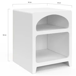 Lot de 2 tables de chevets style organiques bois blanc 2 niches