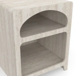 Lot de 2 tables de chevets organiques beige effet marbre 2 compartiments