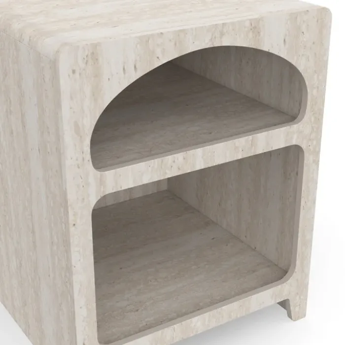 Lot de 2 tables de chevets organiques beige effet marbre 2 compartiments