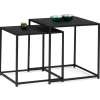 Lot de 2 tables gigognes métal noir carrées 40 cm et 45 cm