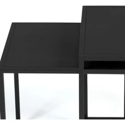 Lot de 2 tables gigognes métal noir carrées 40 cm et 45 cm