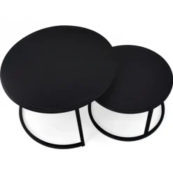 Lot de 2 tables gigognes rondes métal noir 54 cm et 70 cm