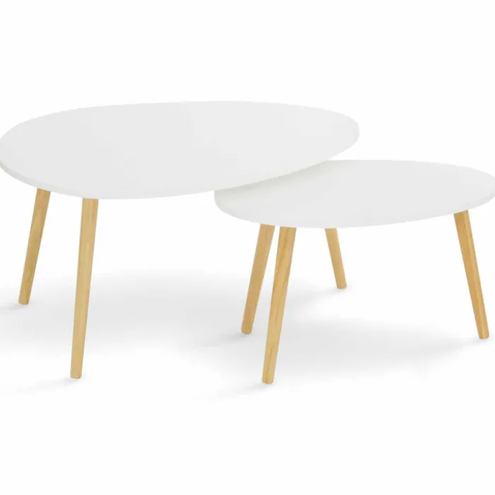 Lot de 2 tables gigognes scandinaves laquées blanc