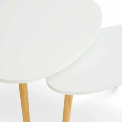 Lot de 2 tables gigognes scandinaves laquées blanc